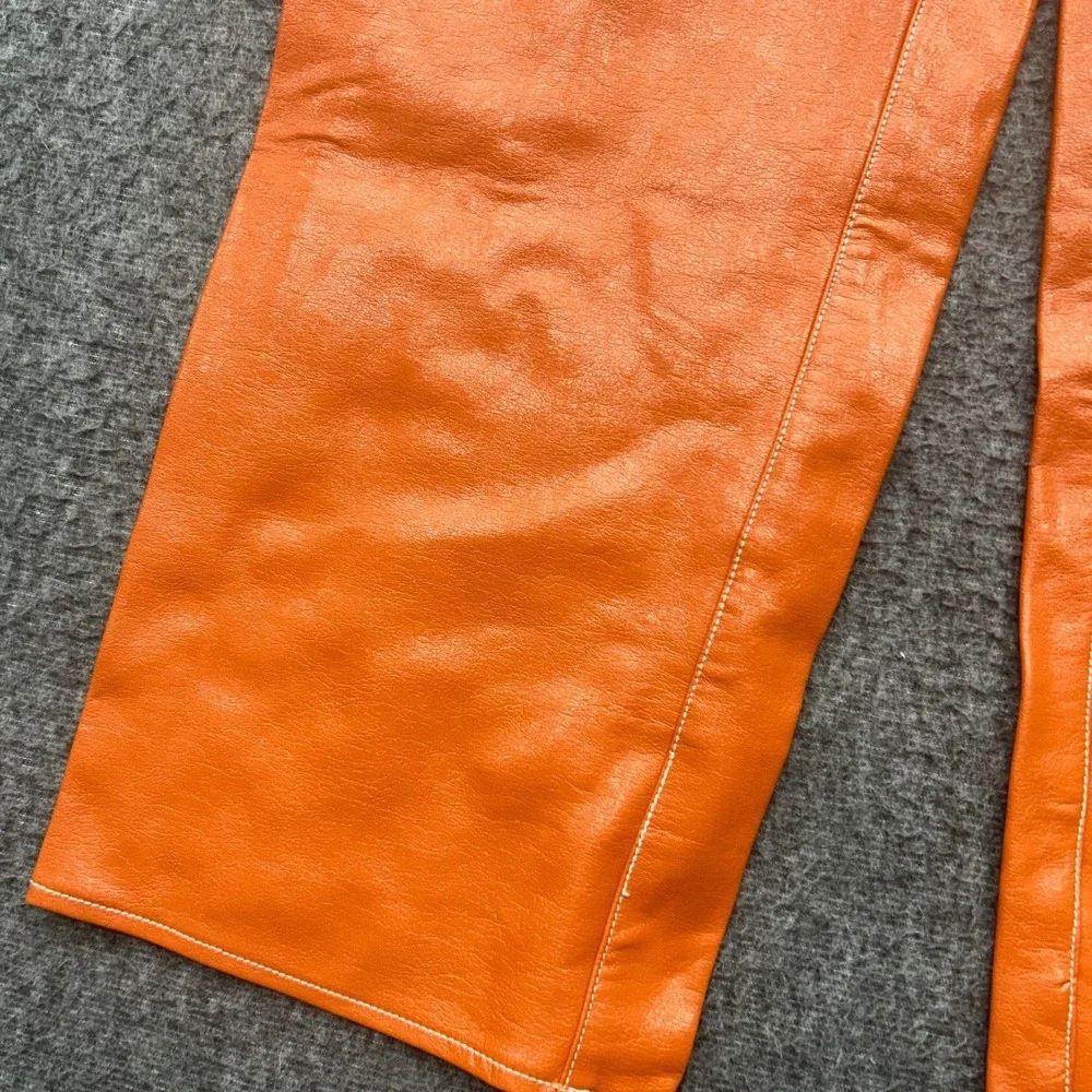 Free People We The Free It Factor Patent Vegan Leather Pants Orange 2 Streetwear